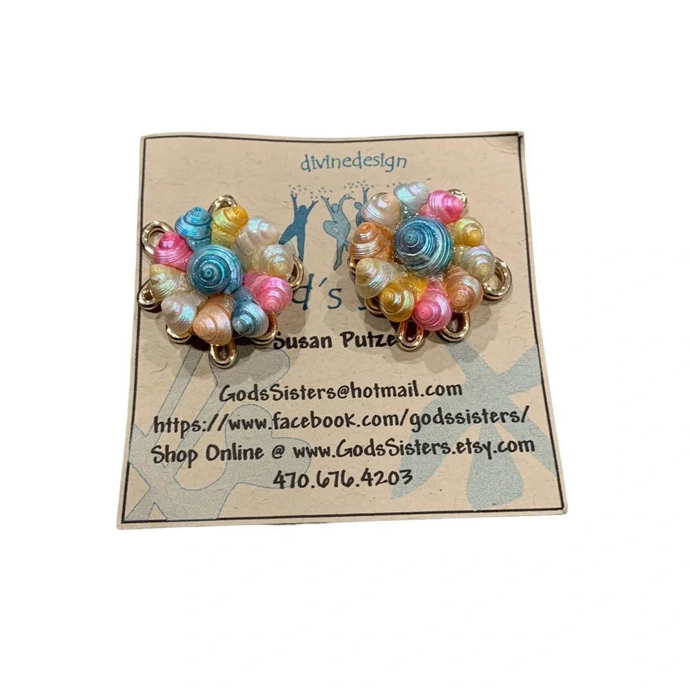 Devine Design Hand Made Shell Ocean Sea Shells Colors Gold - Picture 4 of 12